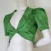 Vintage 1930s Emerald Green Satin Bolero Cropped Jacket Blouse