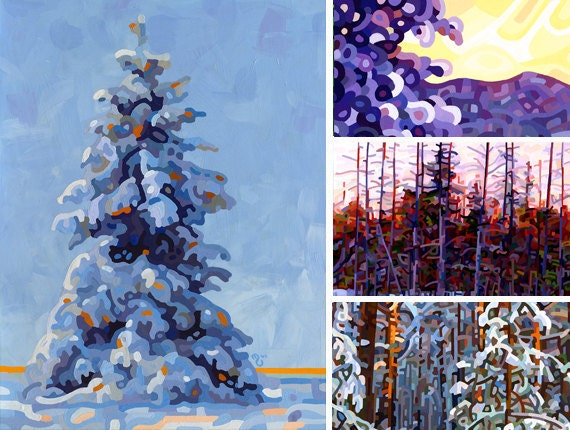 Winter 1 - fine art print note cold snow sunset forest
