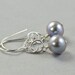Gray Pearl Sterling Silver Earrings June Birthstone
