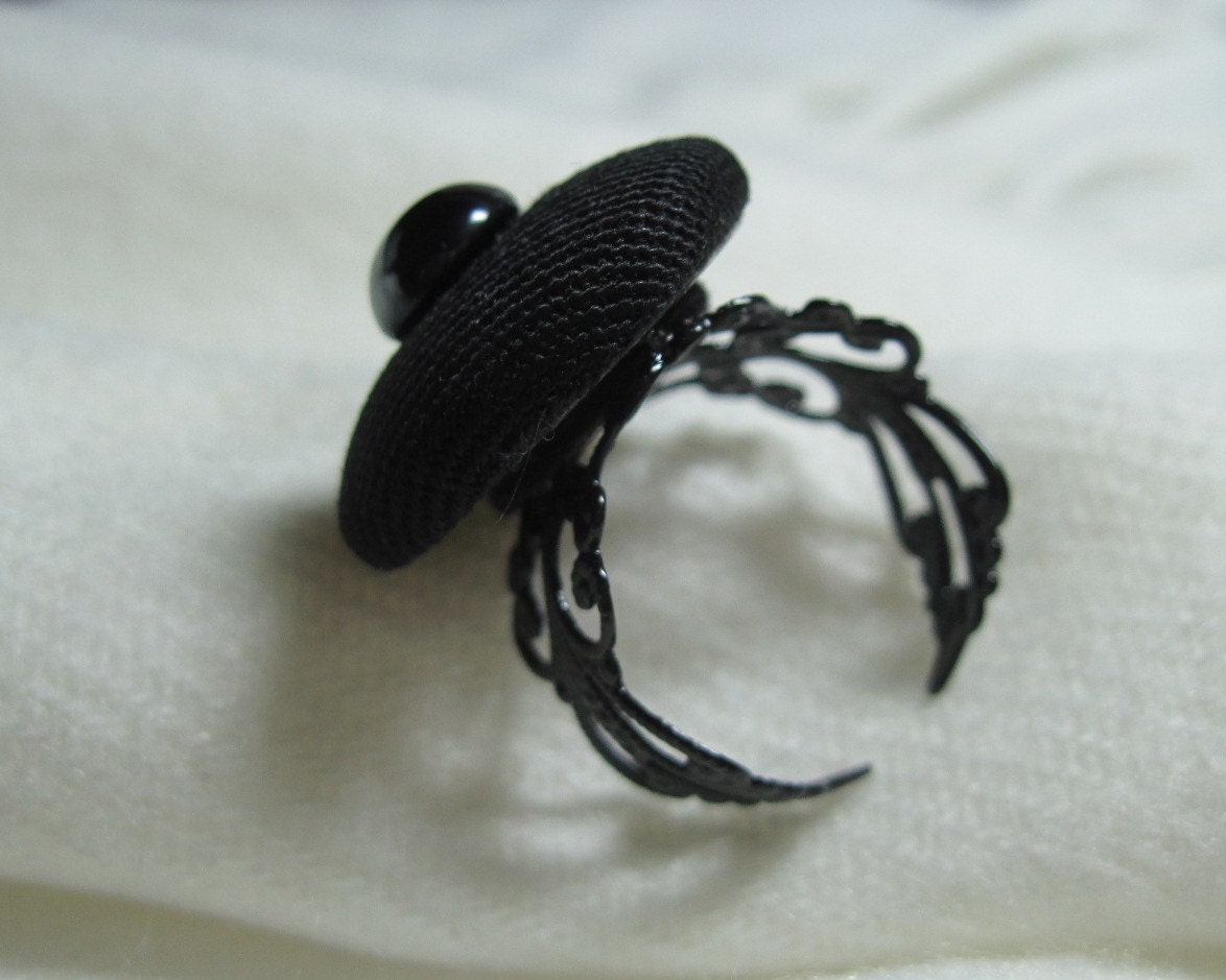 Vintage Button Ring, Adjustable Band, Winter Collection, Gift For Her