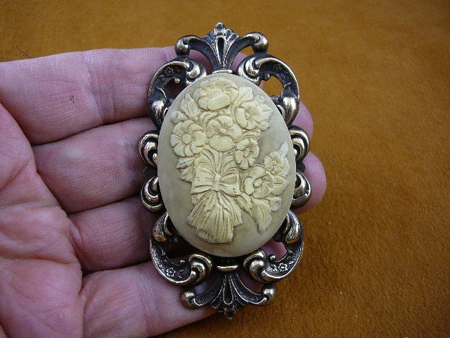 Daisy FLOWERS BOUQUET flower CAMEO Pendant brooch pin jewelry cl31-9