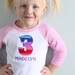 Rainbow Birthday Shirt on White/Pink Raglan Shirt - You choose the NUMBER, SIZE and NAME