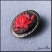 Gothic Rose Cameo Brooch Pendant Red on Black 25x18mm