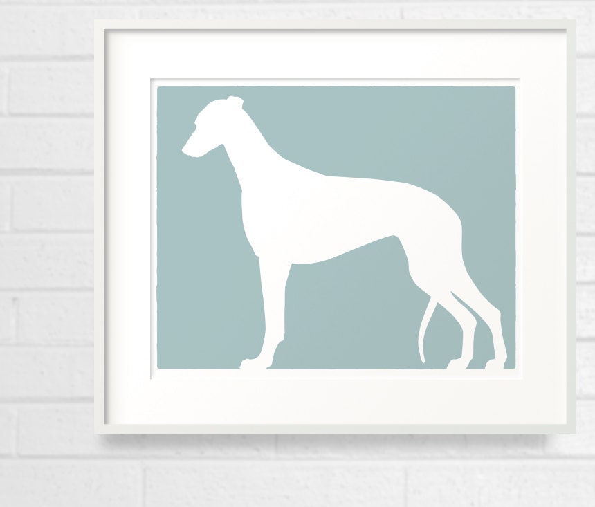 Mod Greyhound Silhouette Dog 8x10 Print