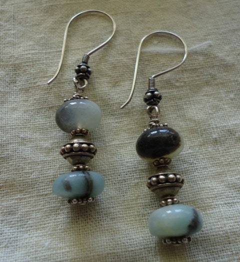 Tribal Silver & Amazonite Earrings