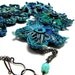 20 % off coupon code: flowersale12 Crochet Flower Necklace ocean blue turquoise blue statement necklace