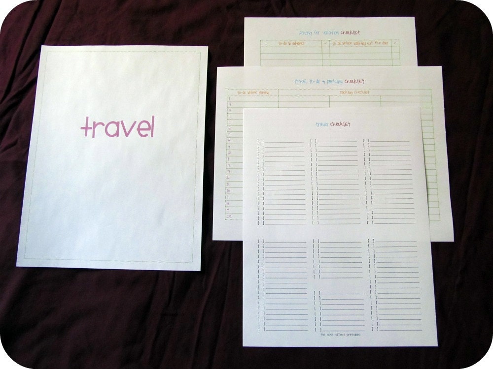 travel set - editable - 3 documents