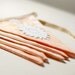Vintage fabric Peach Floral Seventies Bunting Flags with doily Reversible Romantic decoration