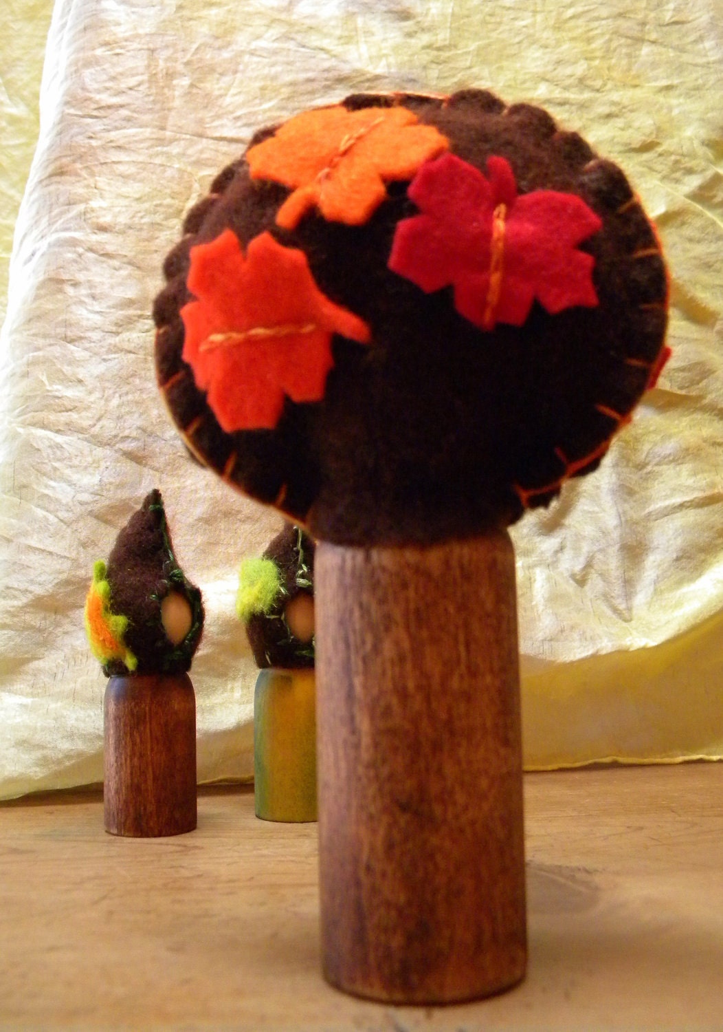 Autumn Waldorf Peg Doll Gnome, Maple Tree, large