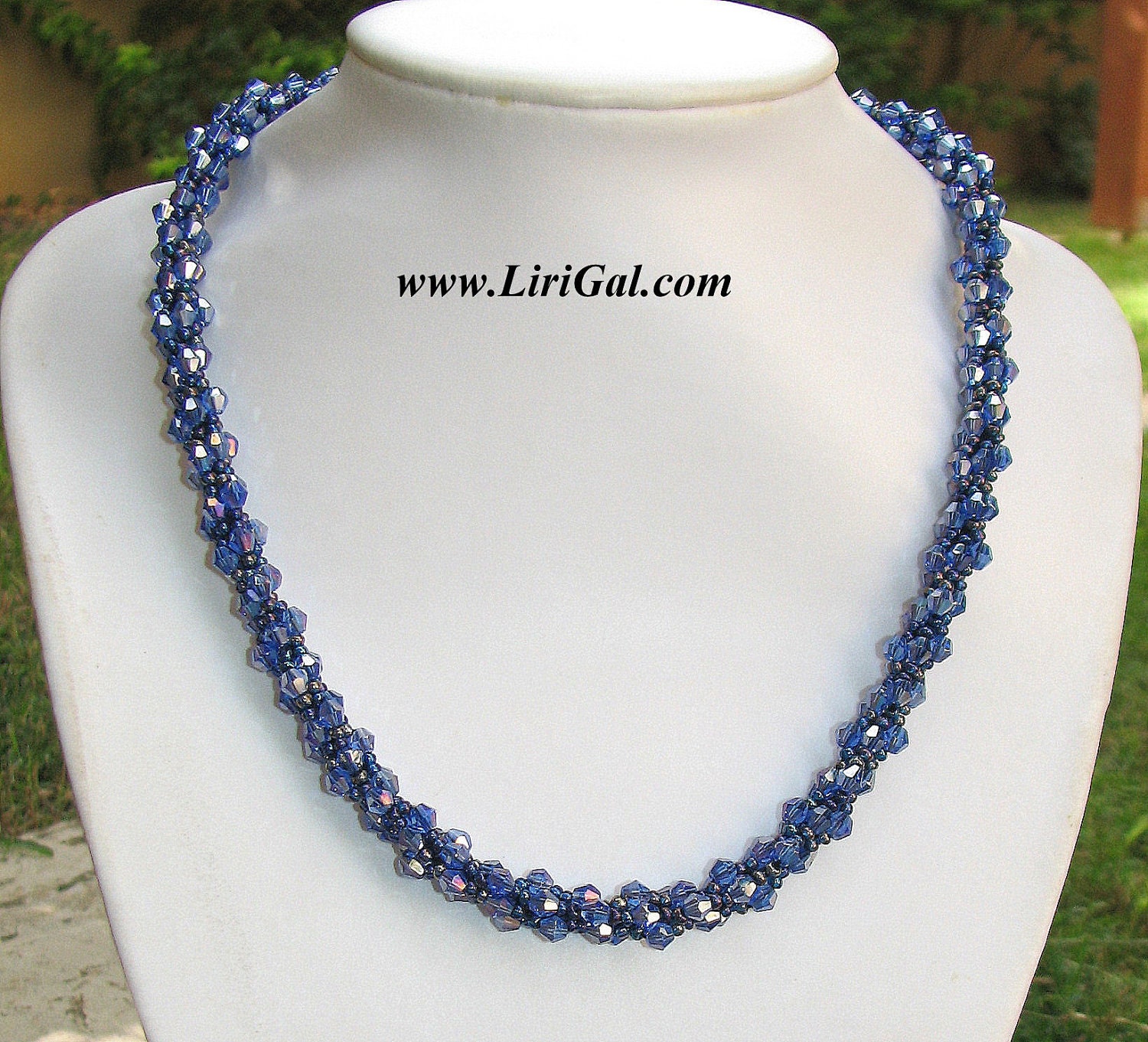 Blue Crystals Beaded Necklace