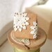 Natural Wood and White Lace Filigree Adjustable Scrabble Tile Ring - Country Lace