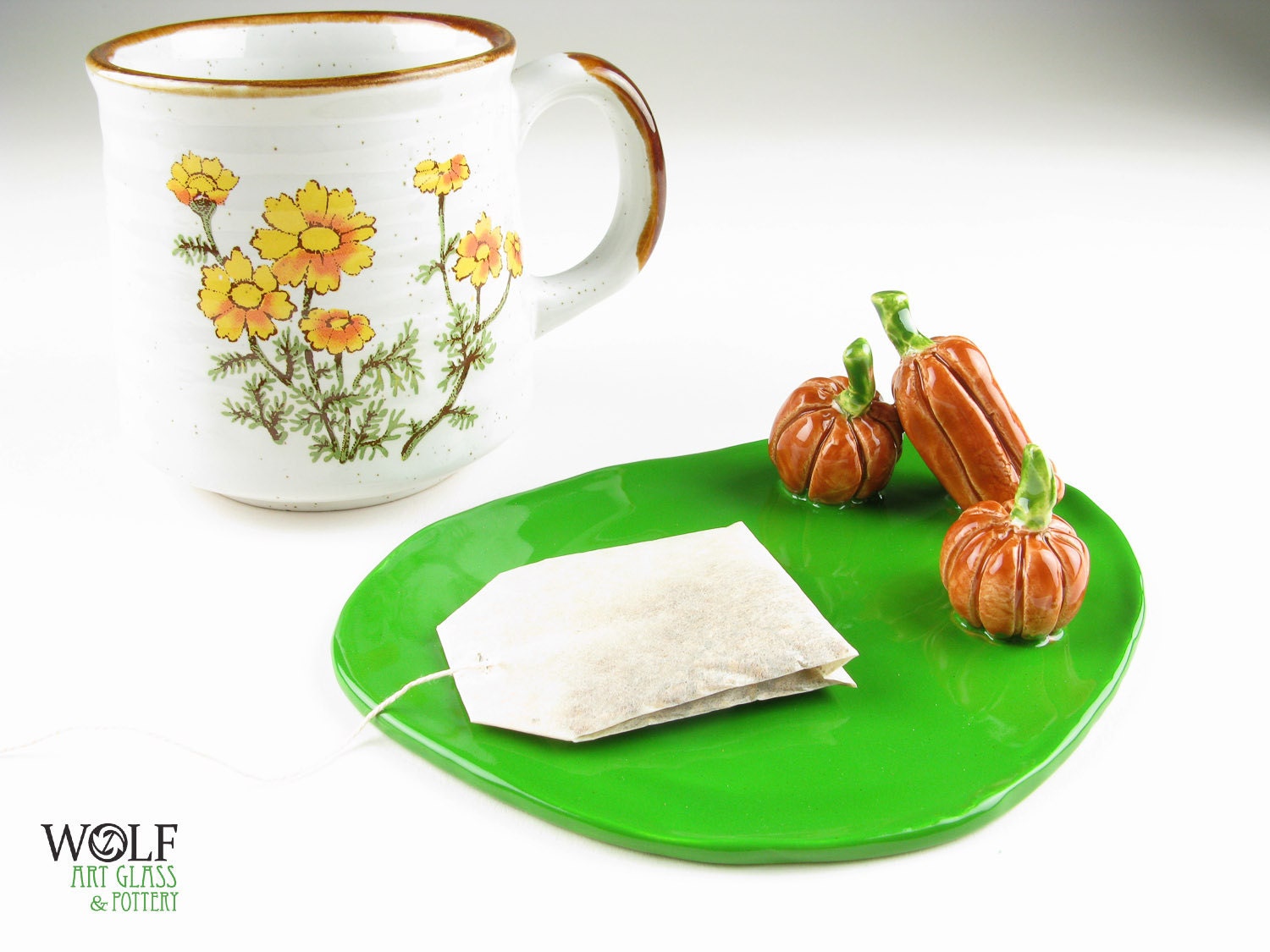 Pottery Pumpkin Patch Trinket Dish Thanksgiving Harvest Butter Toffee and Kelly Green Pottery Pumpkin Patch Trinket Dish Thanksgiving Harvest Butter Toffee and Kelly Green