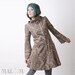 CUSTOM Camille Coat with Goblin Hood and tall collar - brown baroque print chevron tweed wool - Winter coat