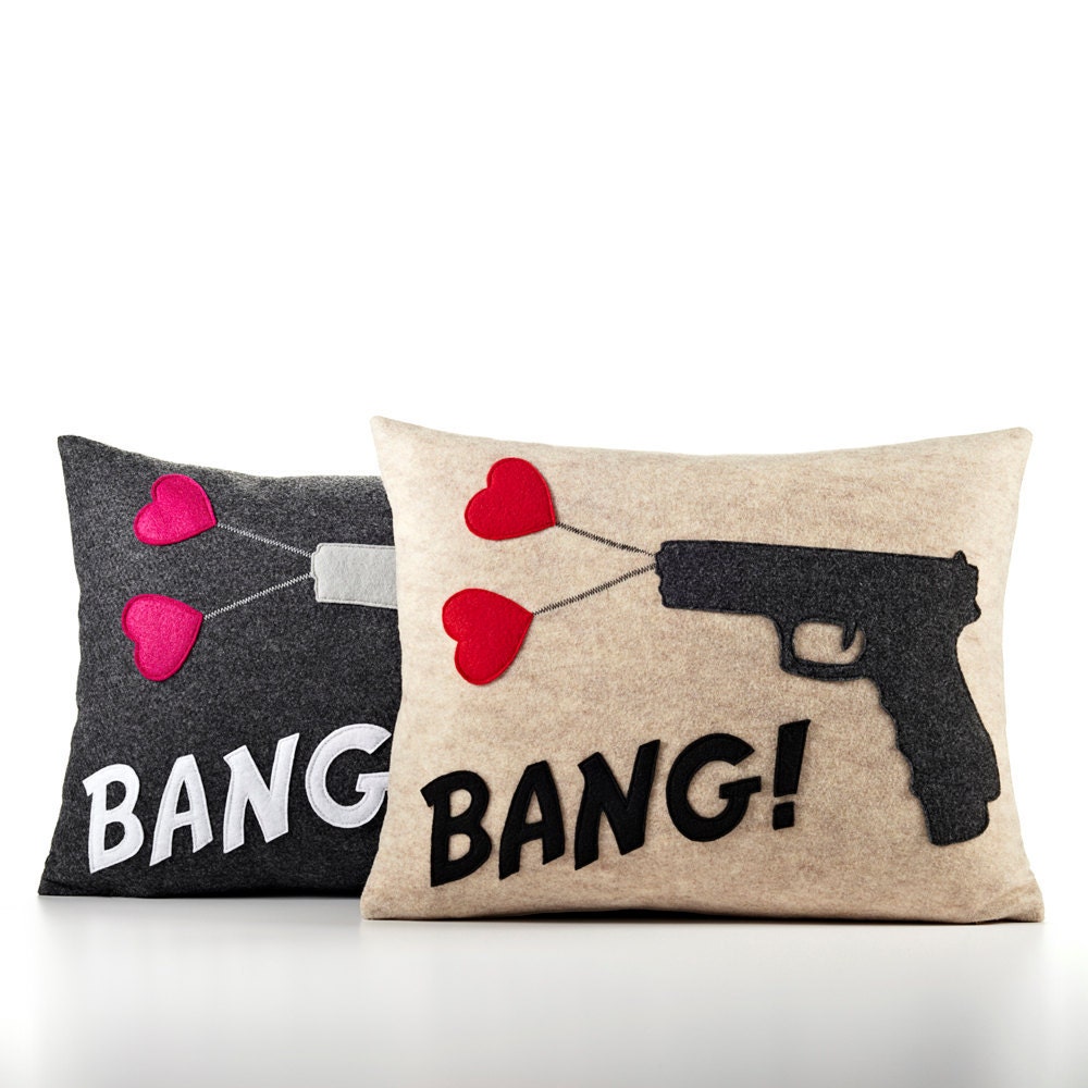BANG recycled felt applique pillow 14x18