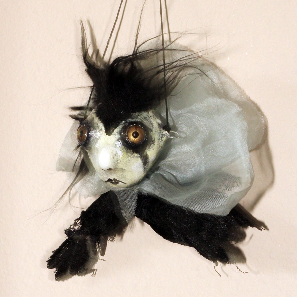 Gothic Christmas Ornament Vampire Art Doll Head creepy Gothic Wimpering Willy Holiday Tree decoration OOAK