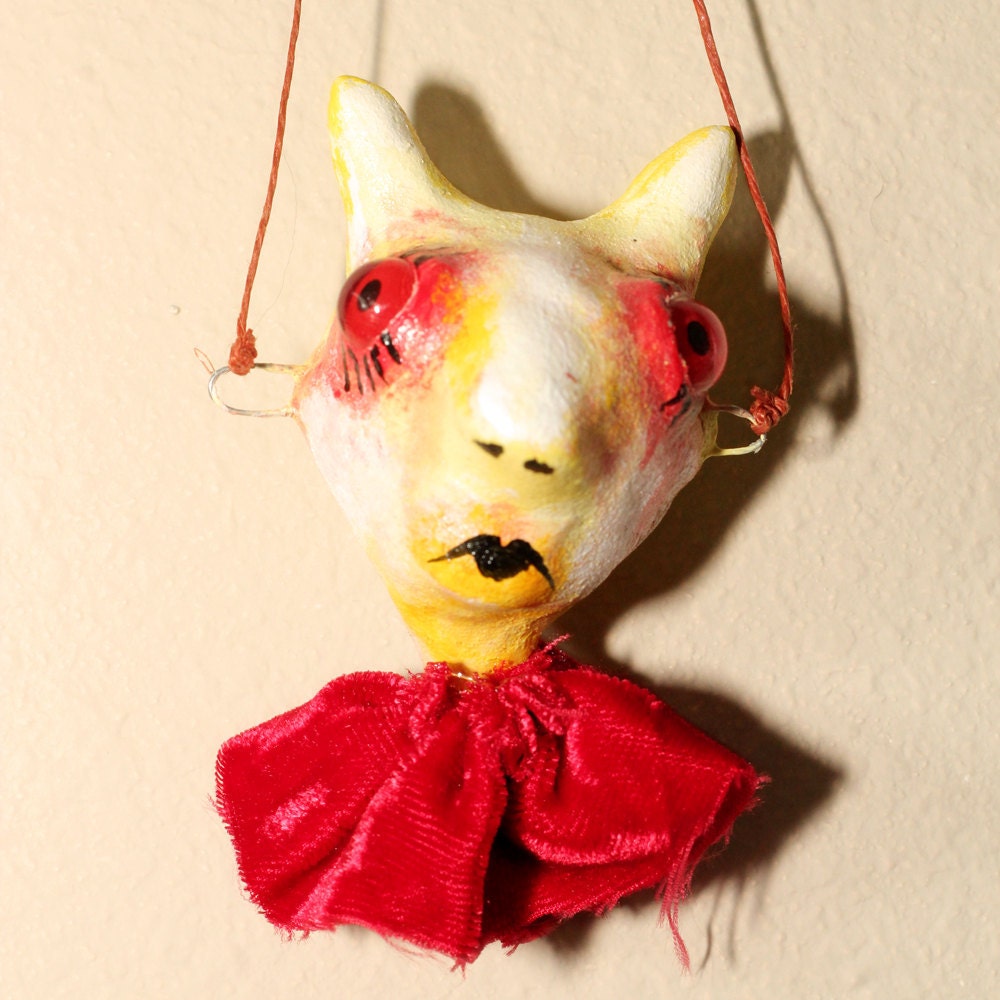 Gothic Holiday Ornament Art Doll Head Sassy Susan Strange home decor wall art Neo Vistorian Steampunk Tree decoration OOAK