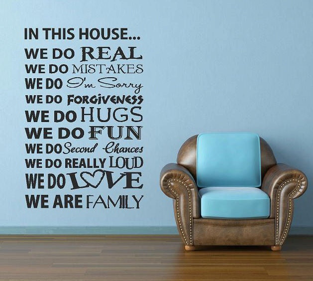 In This House -Vinyl Lettering custom removable decal  family wall words graphics Home decor itswritteninvinyl