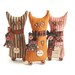 Cat Shelf Sitters, Halloween, Cat, Primitive Shelf Sitter, Ticking Fabric, Green, Mustard, Red, Primitive, Trio, thecattsuglybabies