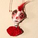 Carnival Holliday Ornament creepy punk rock Art Doll Head Zany Zane home decor wall art Christmas Tree decoration red hair mohawk OOAK