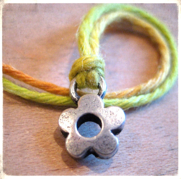 Peace Love Earth's Seven Wishes Yellow Flower Charm Bracelet For Goal Setting, Making New Years Resolutions and Wishes