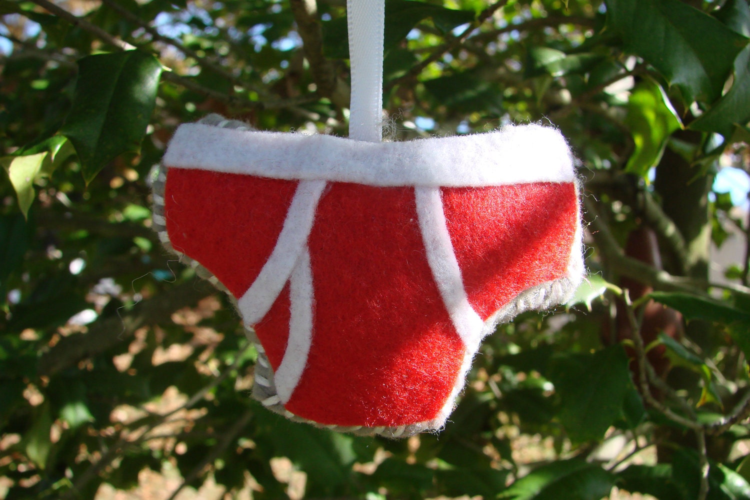 Red briefs underoo underwear or underpants felt ornament