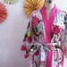Plus Size Kimono Inspired Robe - Knee Length - Bella Rose