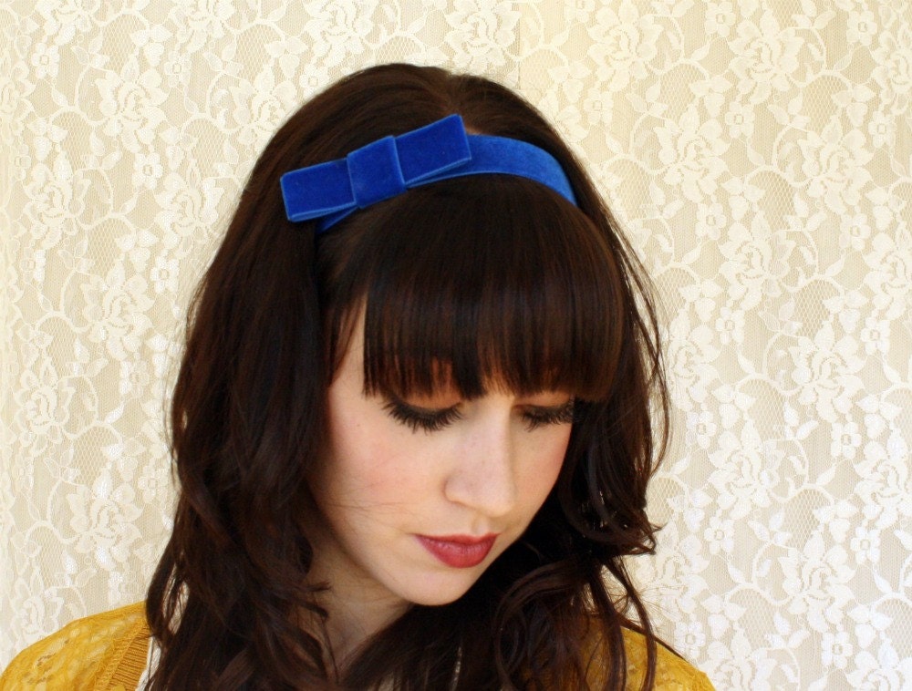 Miss Joan - Royal Blue Velvet Headband