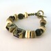 Square Brown Bracelet Gold Swirl Lampwork Bracelet Handmade  Antique Brass Beaded