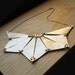 Geometric Statement Necklace, a Triangle Fan made of Ivory gold leather
