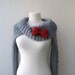 Knit Turtleneck Shrug-cable pattern-dark grey mohair-long sleeves-EXPRESS SHIPPING-with bow brooch-valentines day-gift guide,fashion
