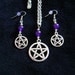 Pentagram Necklace and Earrings Set with Genuine Purple Flourite