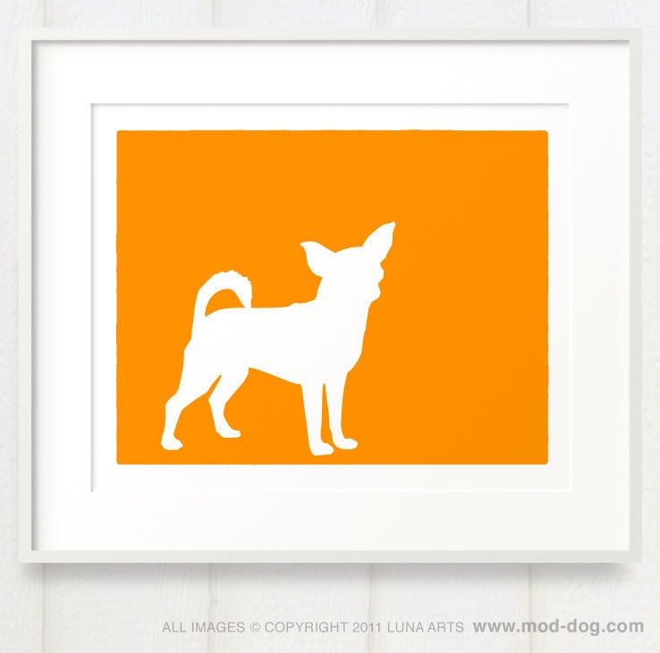 Mod Chihuahua Fine Art Dog Print Silhouette - 8x10