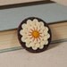 Wool Felt Flower Brooch Pin - Cream Dahlia Flower Hand Embroidered on Gray/Grey