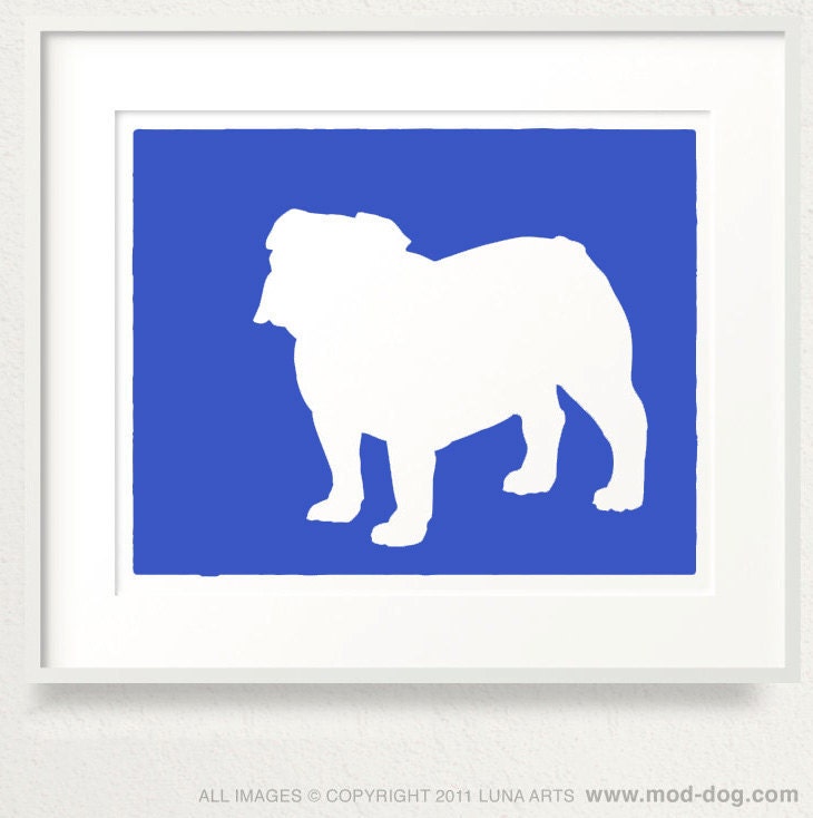 Mod English Bulldog 11x14 - Modern Silhouette Fine Art Print