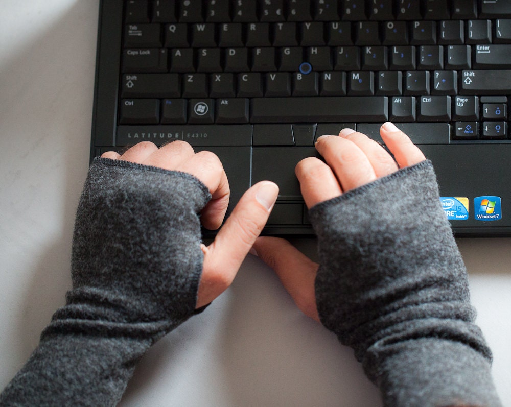 Mens Fingerless Gloves, Charcoal Grey Arm Warmers for Men, Valentines gift for him