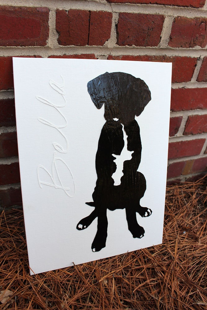 SALE - Modern Dog Silhouette Textured Print - 12x16 canvas original reproduction - I Was Bored Series