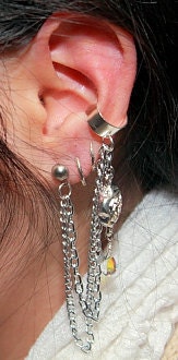 Rose Tear Drop Chained Ear Cuff by JellyBeanPirates on Etsy from etsy.com