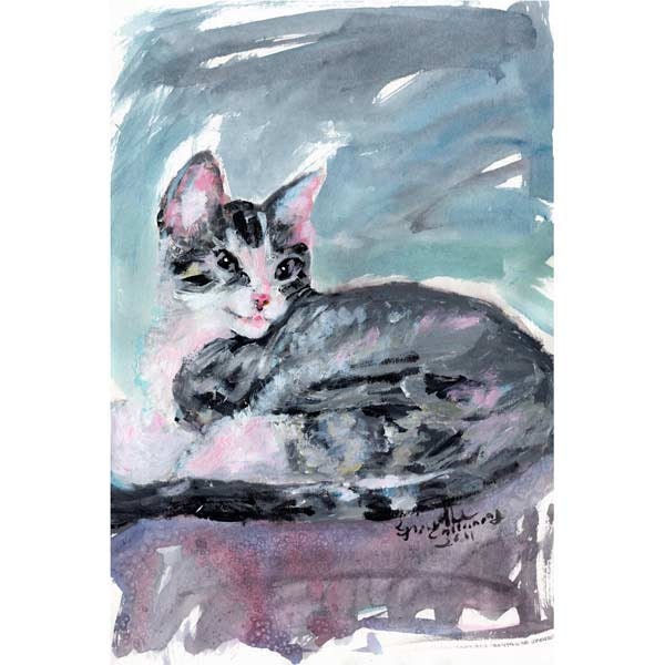 Cat Portrait Original Baby Animals Felines Kittens by Ginette Callaway
