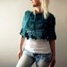Teal Mohair Lacey Crochet Poncho