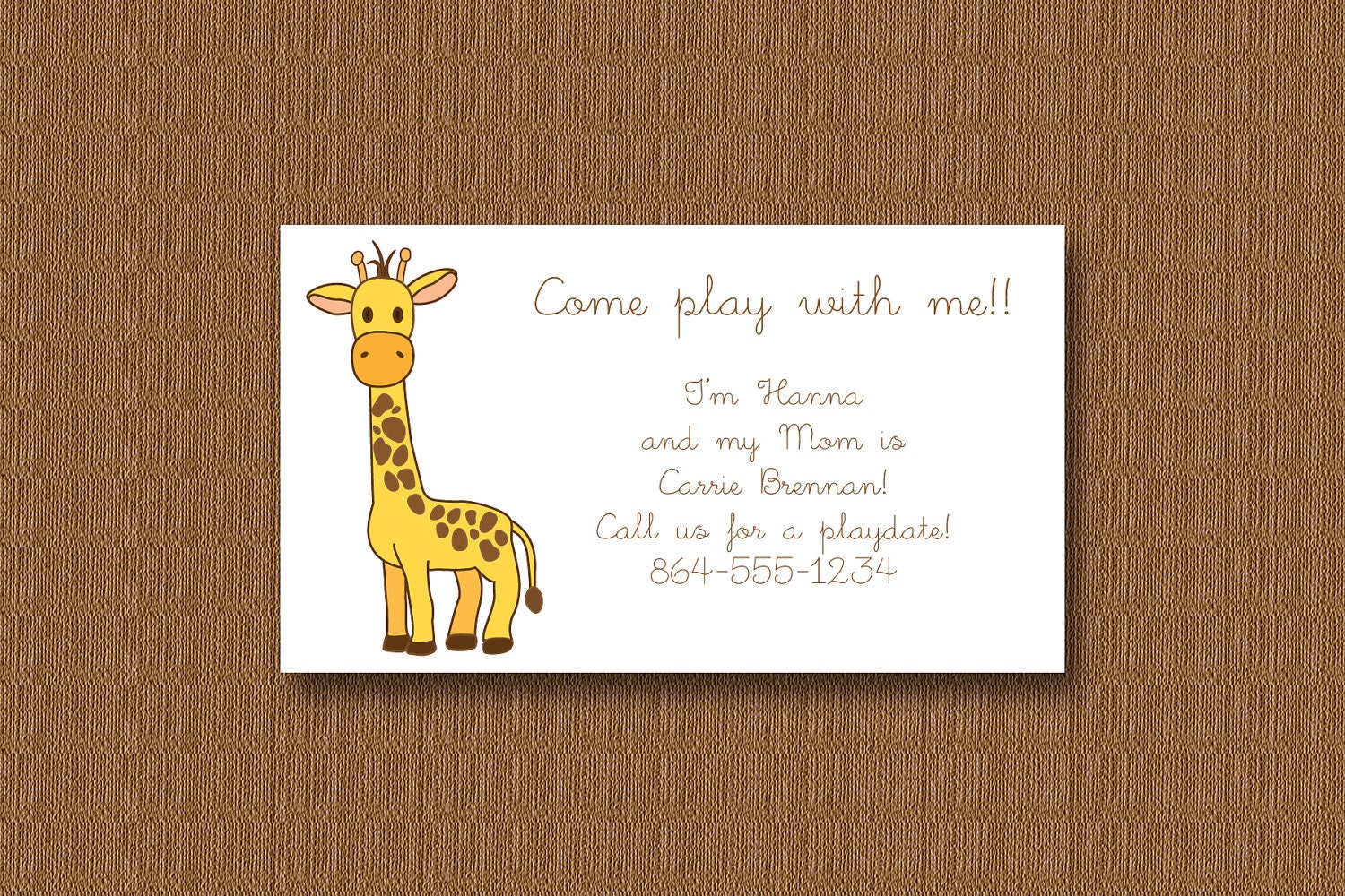 Mommy Calling Cards - Baby Giraffe