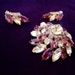 Rhinestone Demi Parure High Domed Open Back Setting in Purple and Yellow