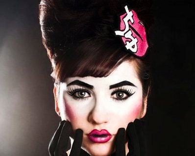 Kiss Headband, Japanese Kiss, Chu, Hot Pink & White