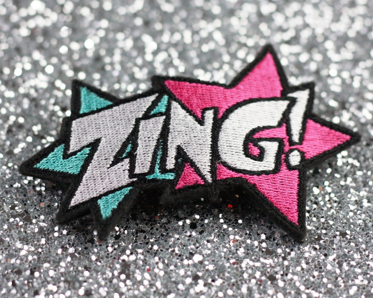 ZING Hair Clip, Comic Book Barrette, Tuquoise, Pink & White