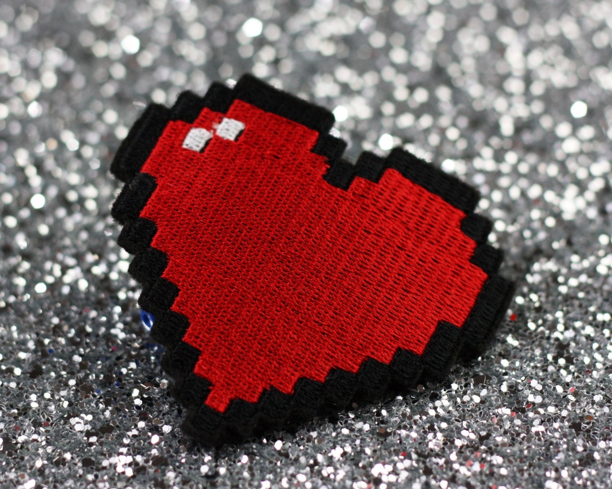 Pixel Heart Hair Clip, Retro Gaming Barrette, Red