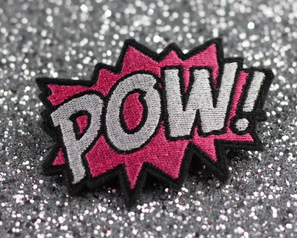 POW Hair Clip, Comic Book Hair Barrette, Hot Pink and White