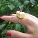 Strawberry and Vanilla Petit Four Cake Eraser Ring by PinkFrog4U from etsy.com