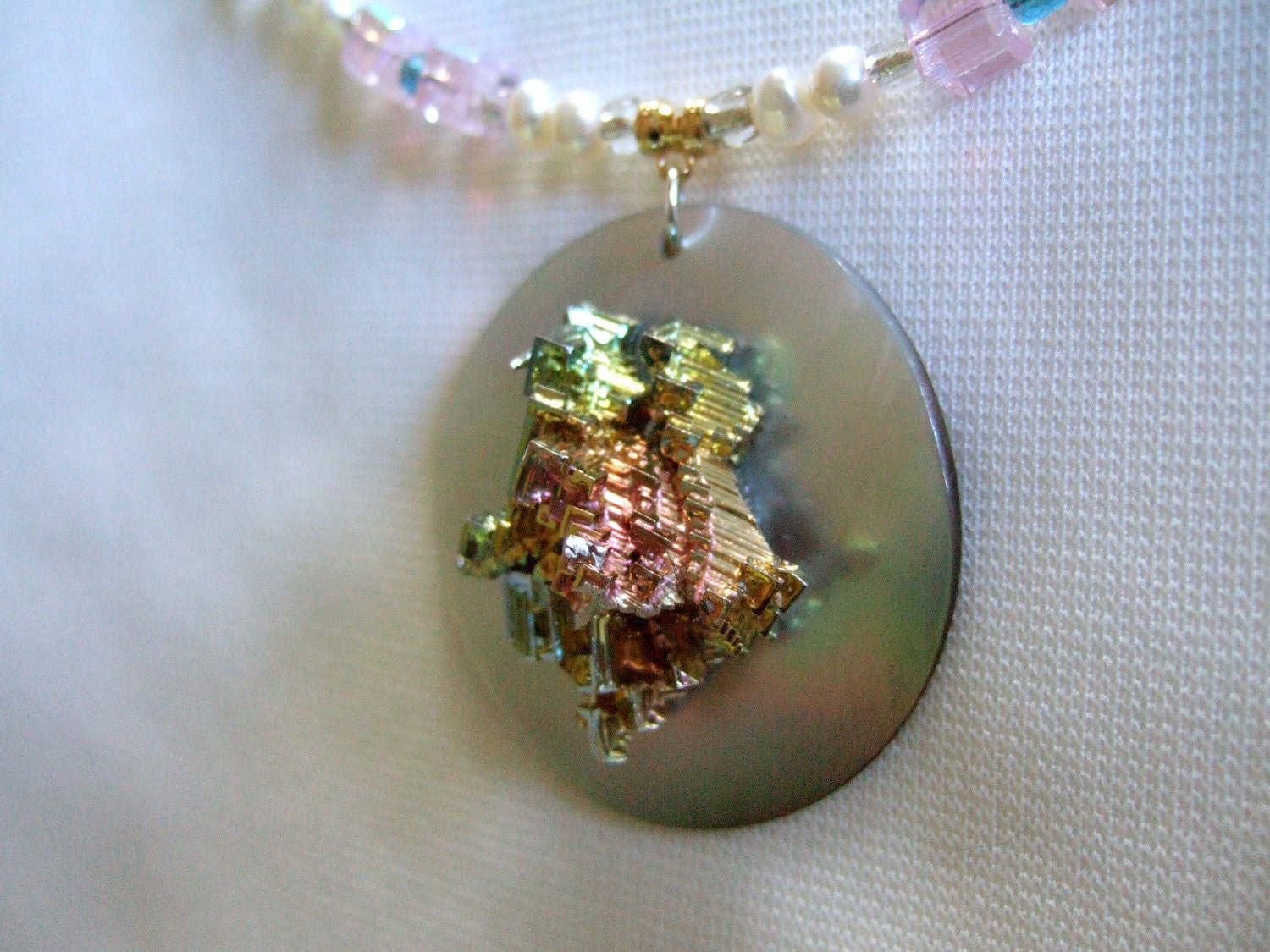 Unique Spring Rainbow Colors Bismuth Crystal MOP by JewelrybyIshi