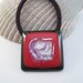 Fused Glass Ponytail Holder Red Holiday Sparkle