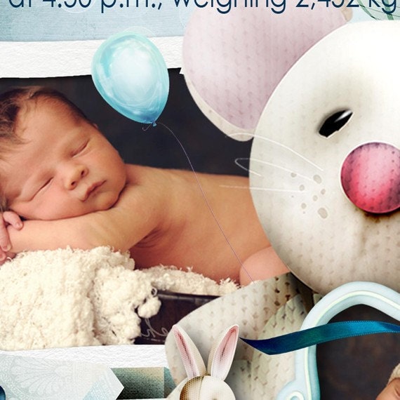 Boy Birth Announcement Thank You Blue by missbellaexpressions