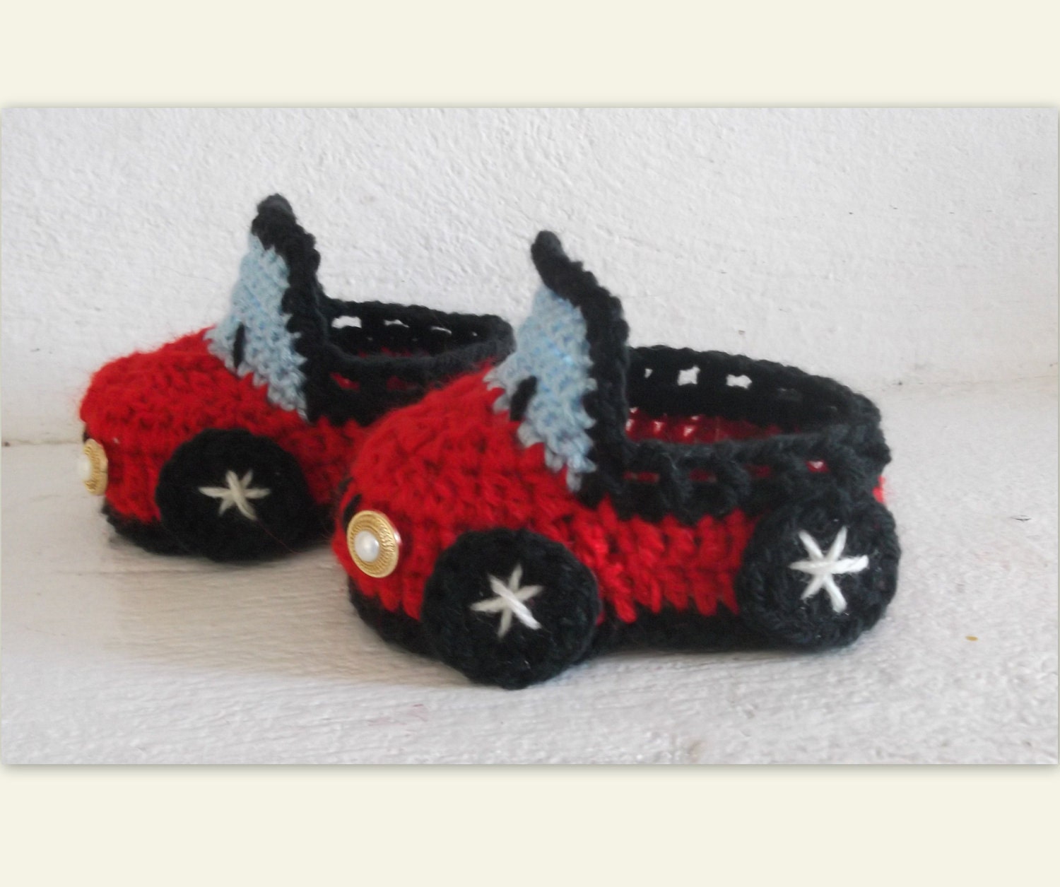 CROCHET PATTERN Baby Boy Booties Car 4 Size (PDF file)